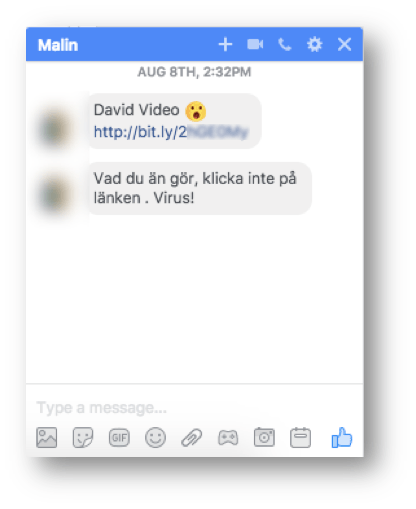 conversación malware de facebook messenger
